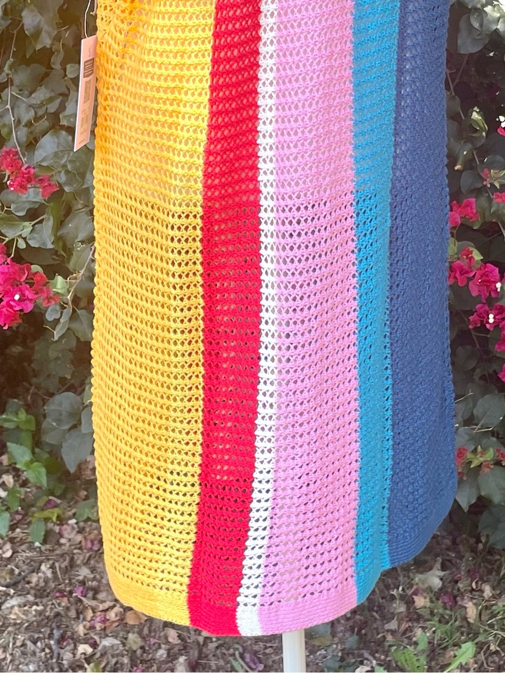 Crochet Swim Cover Up Robe Aubade Rainbow Knit SKYE Size Large - Picture 10 of 11
